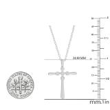 0.07 Carat (ctw) Round White Diamond Ladies Cross Pendant 1/10 CT 10K White Gold