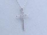 0.07 Carat (ctw) Round White Diamond Ladies Cross Pendant 1/10 CT 10K White Gold