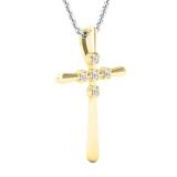 0.07 Carat (ctw) Round White Diamond Ladies Cross Pendant 1/10 CT 10K Yellow Gold
