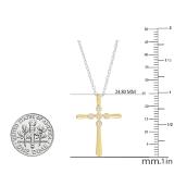 0.07 Carat (ctw) Round White Diamond Ladies Cross Pendant 1/10 CT 10K Yellow Gold