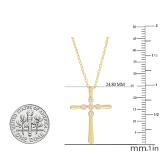 0.07 Carat (ctw) Round White Diamond Ladies Cross Pendant 1/10 CT 10K Yellow Gold