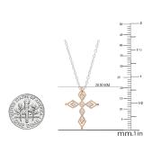 0.15 Carat (ctw) Round White Diamond Ladies Vintage Style Cross Pendant 10K Rose Gold