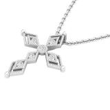 0.15 Carat (ctw) Round White Diamond Ladies Vintage Style Cross Pendant 10K White Gold