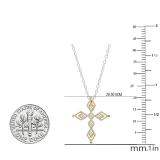 0.15 Carat (ctw) Round White Diamond Ladies Vintage Style Cross Pendant 10K Yellow Gold