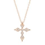 0.15 Carat (ctw) Round White Diamond Ladies Vintage Style Cross Pendant 14K Rose Gold