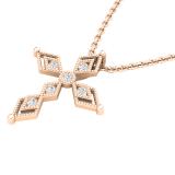 0.15 Carat (ctw) Round White Diamond Ladies Vintage Style Cross Pendant 14K Rose Gold