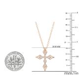 0.15 Carat (ctw) Round White Diamond Ladies Vintage Style Cross Pendant 14K Rose Gold