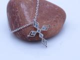 0.15 Carat (ctw) Round White Diamond Ladies Vintage Style Cross Pendant Sterling Silver