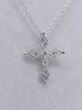 0.15 Carat (ctw) Round White Diamond Ladies Vintage Style Cross Pendant Sterling Silver