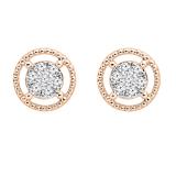 0.10 Carat (ctw) Round White Diamond Ladies Flower Cluster Stud Earring 1/10 CT 10K Rose Gold