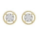 0.10 Carat (ctw) Round White Diamond Ladies Flower Cluster Stud Earring 1/10 CT 14K Yellow Gold