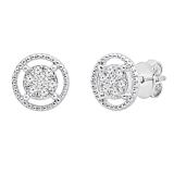 0.10 Carat (ctw) Round White Diamond Ladies Flower Cluster Stud Earring 1/10 CT Sterling Silver