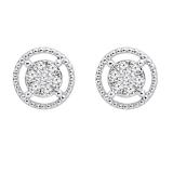 0.10 Carat (ctw) Round White Diamond Ladies Flower Cluster Stud Earring 1/10 CT Sterling Silver