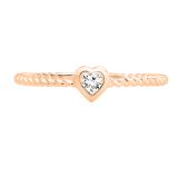 0.08 Carat (ctw) Round White Diamond Ladies Rope Style Heart Promise Engagement Ring 14K Rose Gold