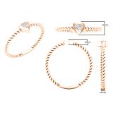 0.08 Carat (ctw) Round White Diamond Ladies Rope Style Heart Promise Engagement Ring 14K Rose Gold