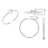 0.08 Carat (ctw) Round White Diamond Ladies Rope Style Heart Promise Engagement Ring 14K White Gold
