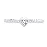 0.08 Carat (ctw) Round White Diamond Ladies Rope Style Heart Promise Engagement Ring Sterling Silver