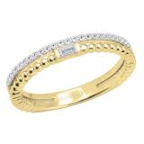 0.13 Carat (ctw) Round & Baguette White Diamond Ladies Beaded Engagement Ring 18K Yellow Gold