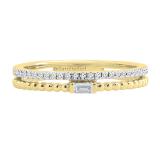 0.13 Carat (ctw) Round & Baguette White Diamond Ladies Beaded Engagement Ring 18K Yellow Gold