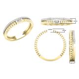 0.13 Carat (ctw) Round & Baguette White Diamond Ladies Beaded Engagement Ring 18K Yellow Gold