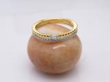 0.13 Carat (ctw) Round & Baguette White Diamond Ladies Beaded Engagement Ring 18K Yellow Gold