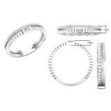 0.13 Carat (ctw) Round & Baguette White Diamond Ladies Beaded Engagement Ring Sterling Silver