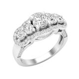 1.40 Carat (ctw) Round White Diamond Ladies Wedding Five Stone Engagement Ring Sterling Silver