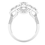 1.40 Carat (ctw) Round White Diamond Ladies Wedding Five Stone Engagement Ring Sterling Silver