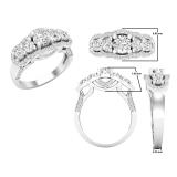 1.40 Carat (ctw) Round White Diamond Ladies Wedding Five Stone Engagement Ring Sterling Silver