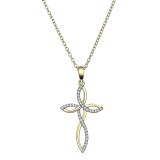0.15 Carat (ctw) Round White Diamond Ladies Twist Cross Pendant 14K Yellow Gold