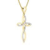 0.15 Carat (ctw) Round White Diamond Ladies Twist Cross Pendant 14K Yellow Gold