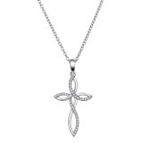 0.15 Carat (ctw) Round White Diamond Ladies Twist Cross Pendant Sterling Silver