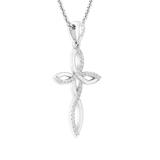 0.15 Carat (ctw) Round White Diamond Ladies Twist Cross Pendant Sterling Silver
