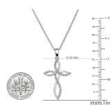 0.15 Carat (ctw) Round White Diamond Ladies Twist Cross Pendant Sterling Silver