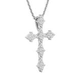 0.45 Carat (ctw) Round White Diamond Ladies Vintage Style Cross Pendant 1/2 CT 10K White Gold