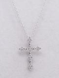 0.45 Carat (ctw) Round White Diamond Ladies Vintage Style Cross Pendant 1/2 CT 10K White Gold