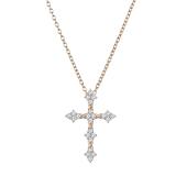 0.45 Carat (ctw) Round White Diamond Ladies Vintage Style Cross Pendant 1/2 CT 10K Rose Gold