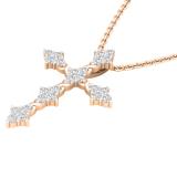 0.45 Carat (ctw) Round White Diamond Ladies Vintage Style Cross Pendant 1/2 CT 10K Rose Gold