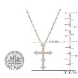 0.45 Carat (ctw) Round White Diamond Ladies Vintage Style Cross Pendant 1/2 CT 10K Rose Gold