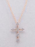 0.45 Carat (ctw) Round White Diamond Ladies Vintage Style Cross Pendant 1/2 CT 10K Rose Gold