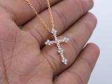 0.45 Carat (ctw) Round White Diamond Ladies Vintage Style Cross Pendant 1/2 CT 10K Rose Gold