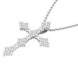 0.45 Carat (ctw) Round White Diamond Ladies Vintage Style Cross Pendant 1/2 CT Sterling Silver
