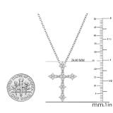0.45 Carat (ctw) Round White Diamond Ladies Vintage Style Cross Pendant 1/2 CT Sterling Silver