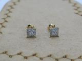 0.25 Carat (ctw) Princess & Round Diamond Ladies Square Shape Stud Earrings 1/4 CT 10K Yellow Gold