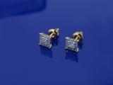 0.25 Carat (ctw) Princess & Round Diamond Ladies Square Shape Stud Earrings 1/4 CT 10K Yellow Gold