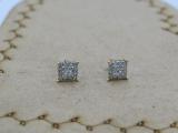 0.25 Carat (ctw) Princess & Round Diamond Ladies Square Shape Stud Earrings 1/4 CT 14K Yellow Gold