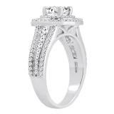 Round Cubic Zirconia Ladies Double Frame Vintage Style Engagement Ring 10K White Gold
