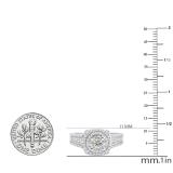 Round Cubic Zirconia Ladies Double Frame Vintage Style Engagement Ring 10K White Gold