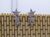 0.10 Carat (ctw) Round Diamond Ladies Star Shape Climber Stud Earrings 1/10 CT 14K White Gold