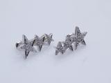 0.10 Carat (ctw) Round Diamond Ladies Star Shape Climber Stud Earrings 1/10 CT 14K White Gold
